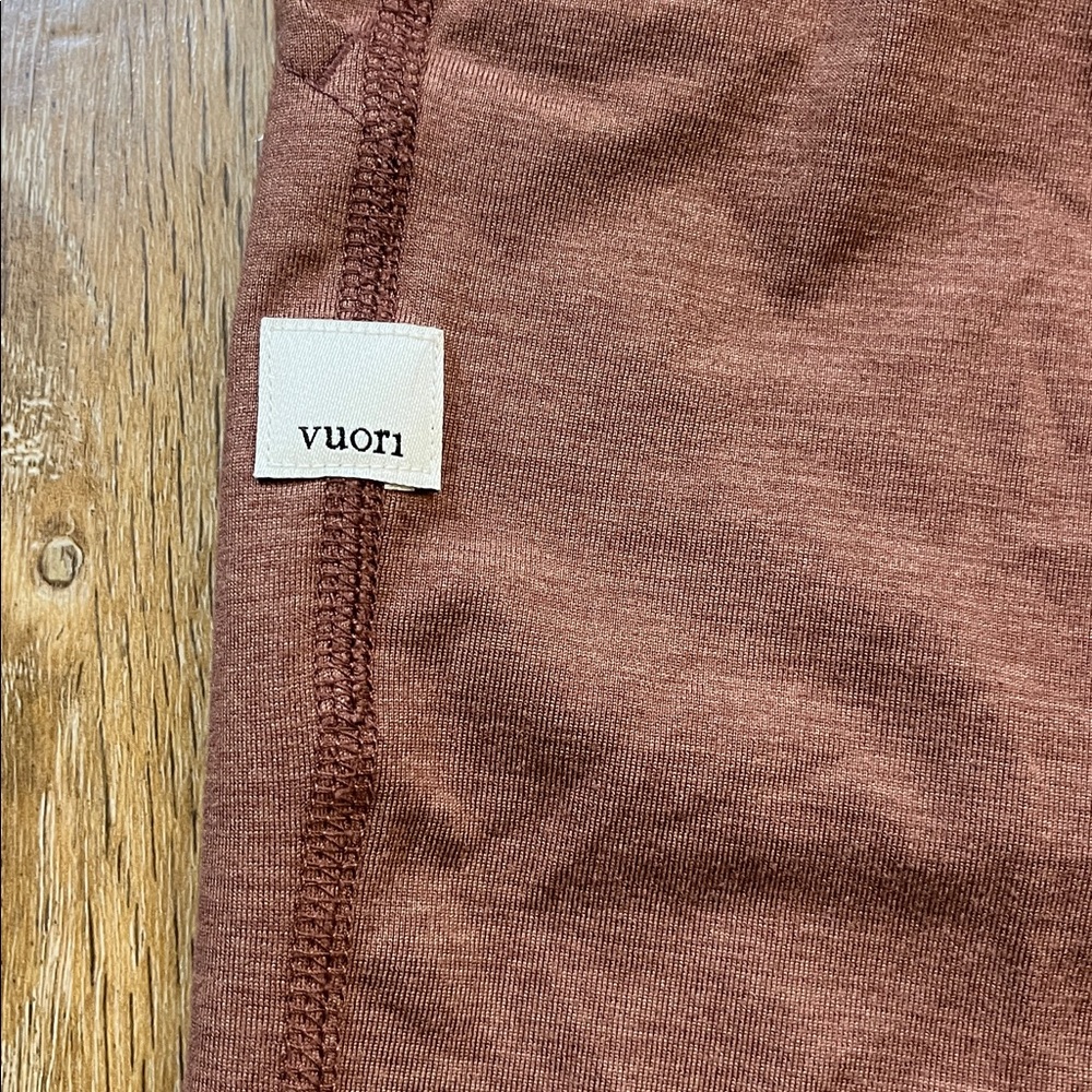 Vuori All Day Jumpsuit Terracotta Heather Brown XS Extra-Small Romper EUC Pocket - Picture 11 of 16